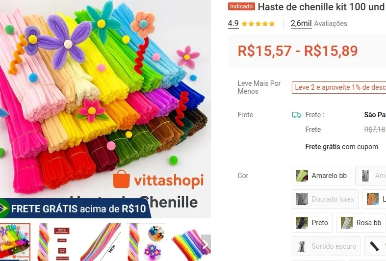 Kit de haste chenille (fio felpudo)